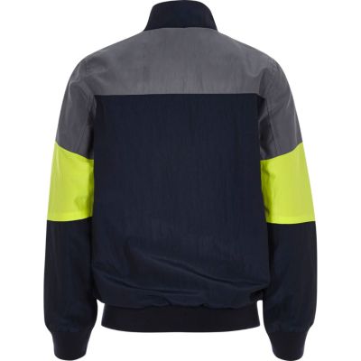 Boys grey graphic colour block track jacket